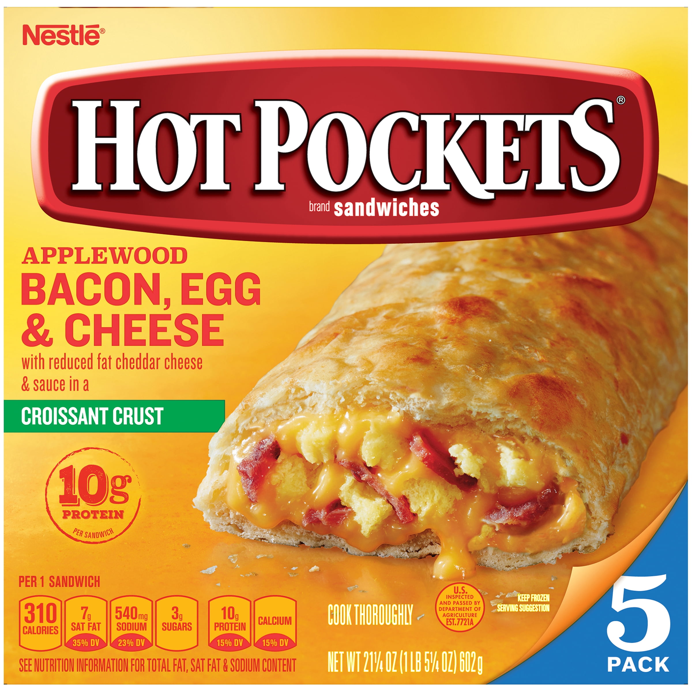 HOT POCKETS Applewood Bacon, Egg and Cheese Frozen Sandwiches 5 ct. Box
