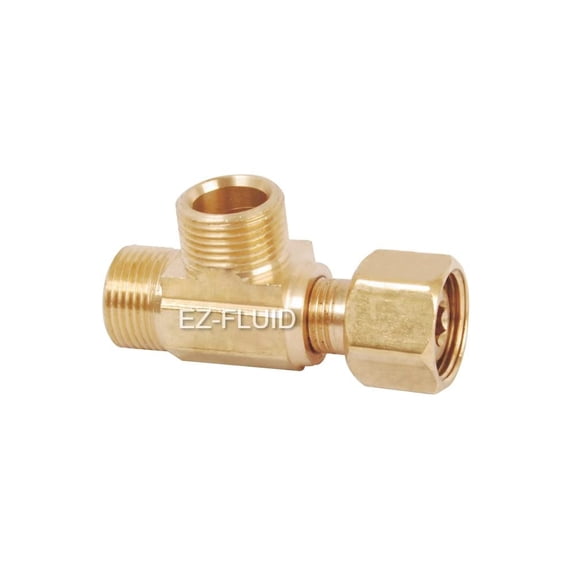 EZ-Fluid Angle Stop Valve Add-A-Tee 3/8" Female Comp. x 3/8" Male Comp.x 3/8" Male Comp., LF Brass Add-on-Tee Extender Branch Connection, Compression Connector Fitting, Water Line Splitter(1)