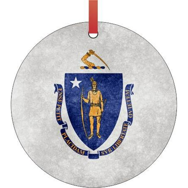 Massachusetts State Flag Flat Round Shaped Christmas Holiday Hanging Tree Ornament Disc Made In The U S A Walmart Com Walmart Com
