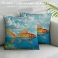 thumbnail image 3 of PHYHOO Shark Throw Pillow Cushion Cover, with on Top of The Water Humorous Image, Decorative Square Accent Pillow Case, Blue Orange White, 3 of 5