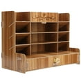 thumbnail image 2 of Wooden Desk Organizer, Multifunction Tabletop Storage Cabinet With Multiple Compartments For Office Accessory Stationery For Home Kitchen For Students Cherry Wood Color, 2 of 8