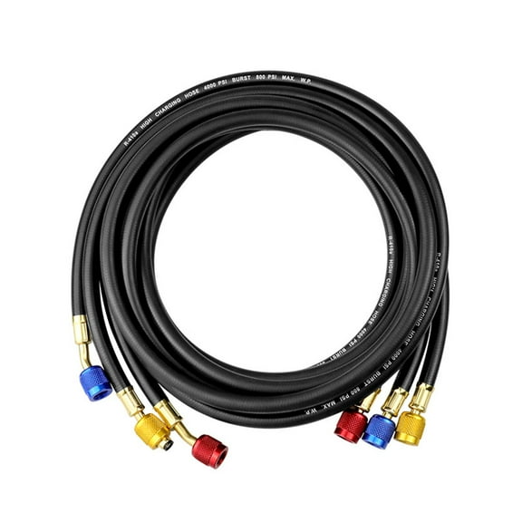 HVAC Manifolds Hose , HVAC Charging Hoses with Valves and 4 Brass Adapters for R134A R410A R22 Systems