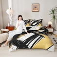 thumbnail image 4 of Homewish Black Golden Stripes Lines Bedding Comforter Set 2pcs for Female Men Adults,Vintage Aesthetic Twin Comforter Sets Microfiber,Geometric Theme Breathable Bedding Set,Luxury Bedroom Decor, 4 of 8