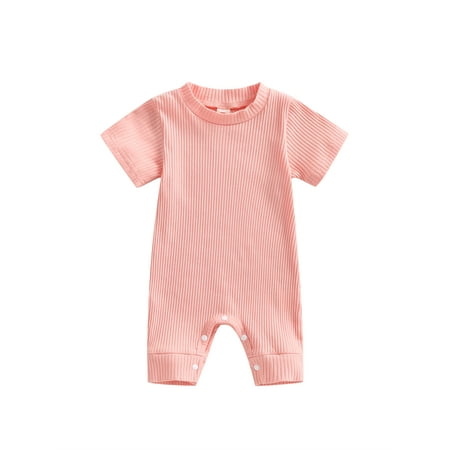 

Bagilaanoe Newborn Baby Girl Boys Summer Jumpsuit Short Sleeve Bodysuit 6M 12M 18M 24M Infant Ribbed One Piece Romper