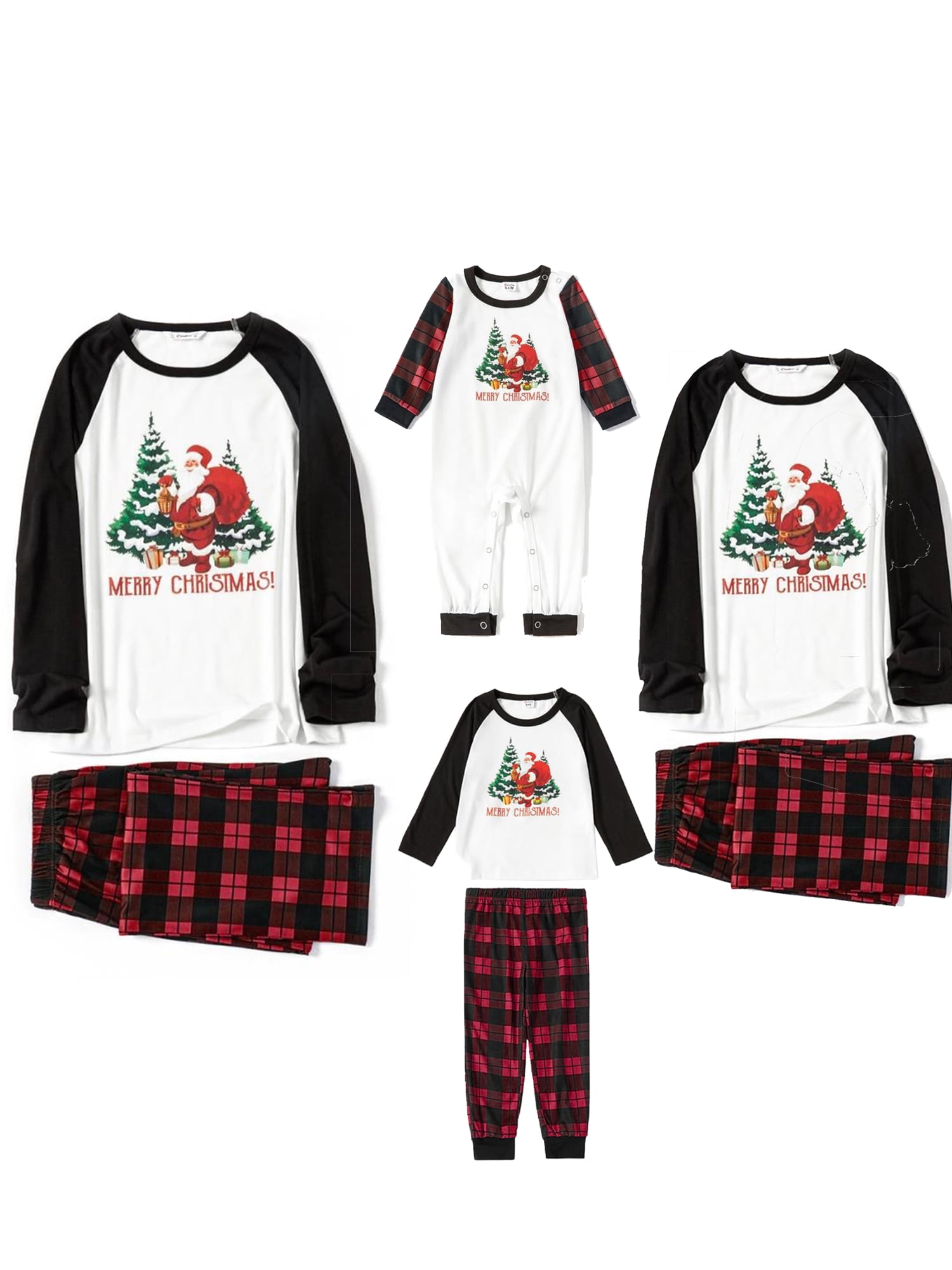 UKAP - UKAP Christmas Family Matching Pajamas PJs Set Xmas Santa