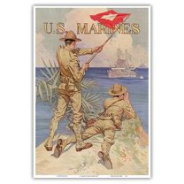 U.S. Marines - Soldiers of the Sea - Vintage War Poster by Bruce Moore c.1918 - Master Art Print (Unframed) 13in x 19in