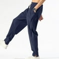 thumbnail image 3 of RXIRUCGD Men's Solid Color Pocket Drawstring Casual Youth Versatile Sports Oversized Pants, Navy, Size: L, 3 of 7