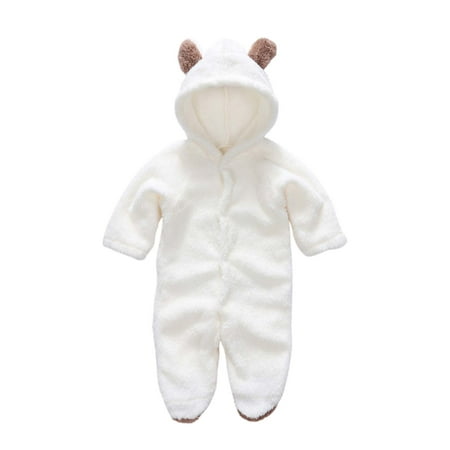 

Newborn Baby Boy Girl Hooded Jumpsuit Cute Ear Long Sleeve Fleece Zipper Onesie Romper Footie Winter Coat Outerwear Baby Clothes