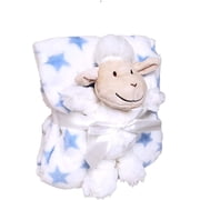 Baby Soft Blanket and 8 inch Lovable Stuffed White Lamb Plush Polyester Toy Gift Set - Unisex Kids Girl Boy by Sona G Designs