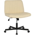 thumbnail image 1 of FDW Chaise Croisée, Roues Assise en Tailleur Bureau Moderne Pivotante Hauteur Réglable Siège Grand Tâche Informatique Confortable Tissu Sans Accoudoirs, Beige, 1 of 7