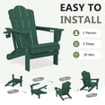 thumbnail image 5 of LOYALICE Folding Adirondack Chair with Dual Cup Holders, All-Weather HDPE Outdoor Patio Chair for Backyard, Poolside, Garden, Fire Pit, Green, 5 of 11