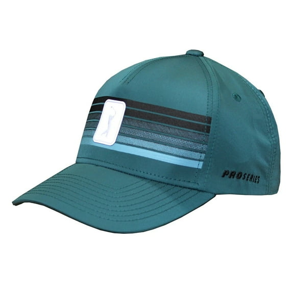 PGA Tour Men's Printed Stripe Adjustable Golf Hat, Green Heron -