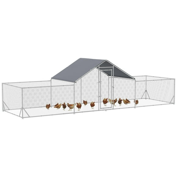 PawHut Large Chicken Run Outdoor for 12-14 Chickens, Walk In Chicken Coop