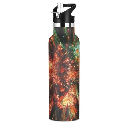 

Kids Insulated Stainless Steel Sports Water Bottle 600ml (20oz) BPA-Free Red and Green Fireworks