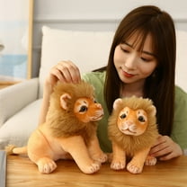 HYDa 23/28cm Lion Plush Toy Fully Filled Lovely Soft Animal Doll Sofa Decor Accompany Toy Photography Props Stuffed Wild Animal Simulation Lion Doll Ornament Kids Toy Gift