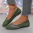 thumbnail image 4 of Gpaecead Women's Rhinestone Floral Ballet Flats Faux Suede Slip On Cushioned Dress Shoes For Office, Party And Commute Green, 4 of 8