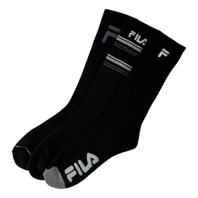 Calcetas Fila Crew Negro Logo Largas Negro Único