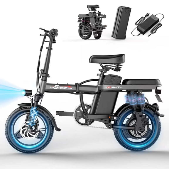 Electric Bike for Adults,  Electric Bicycle with 48V Removable Battery,14" Folding Ebike, 20MPH,30  Miles(MAX),500W High Motor,Multi-Shock Absorption,UL 2849,Commuting Mini E Bikes