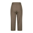 thumbnail image 5 of Women's High Waist Wide Leg Capri Pants Stretchy Workout Yoga Trousers Casual Athletic Lounge Pants with Pockets & Side Slits Coffee S, 5 of 7