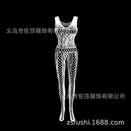 Generic One-Piece Sexy Lingerie Suit Women s Free Open Crotch Temptation Stockings Transparent Suspender Fishnet Clothes W308