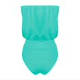 thumbnail image 4 of YIFUNIN Women's Solid Color Off Shoulder Tube Top One Piece Swimsuit Sexy Ruched Detail for Women Summer Beach Vacation Pool Swimming,Sky Blue 3XL, 4 of 6