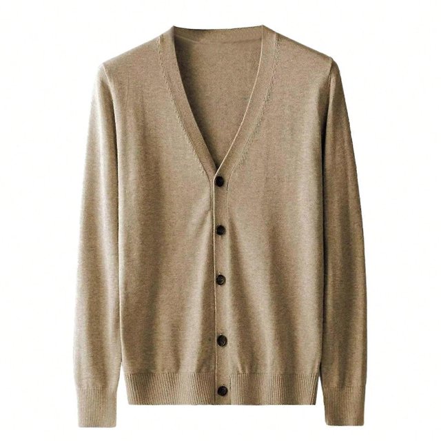 Cardigan Sweater for Men Knitted Long Sleeve Sweaters with Buttons Casual Trendy Coats Jacket Men Clothes brown