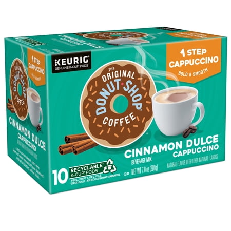 THE ORIGINAL DONUT SHOP, ONE STEP CINNAMON DULCE CAPPUCCINO FLAVORED K-CUP COFFEE PODS, 10 COUNT