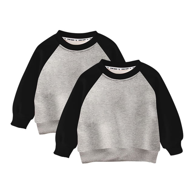 Dagugfen Chandails en Molleton Garçon Fille 2 Pcs Manches Longues Col Rond Coton Ample Confortable