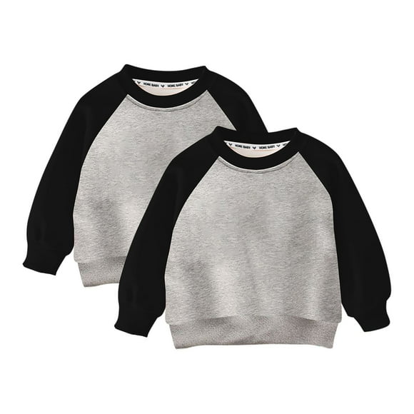 Milgrthf 2PC Toddler Baby Boys Girls 2 Pack Sweatshirt Crewneck Cotton Long Sleeve Solid Color Pullover Tops Gray 5 Years
