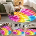 thumbnail image 5 of Colorful Boho Round Area Rug 3 FT,Small Kitchen Bathroom Mats,Pink Yellow Blue Green Tie Dye Abstract Art Washable Indoor Outdoor Throw Runner Rugs Doormat for Table Shower Sofa Entryway, 5 of 8