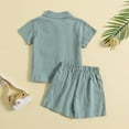 thumbnail image 5 of Nmmacb Toddler Baby Boys Shorts Set Solid Color Shirt Short Sleeve Button Down Top Shorts Summer Outfits Clothes 6M-4 Years, 5 of 8
