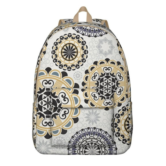 Boho Chic Laptop Backpack for Women, Durable Tribal Folk Bag with Artistic Floral Prints and Reinforced Details