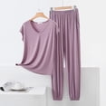 thumbnail image 2 of biudgviw Womens Pajama Sets 2 Piece Sleeveless Loungewear Set V Neck Top and Long Pants Pjs with Pockets Soft Modal Sleepwear, 2 of 3