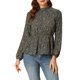 thumbnail image 1 of INSPIRAR CHIC Blusa Casual de Manga Larga con Volantes y Cuello Floral Peplum M Negro, 1 of 7