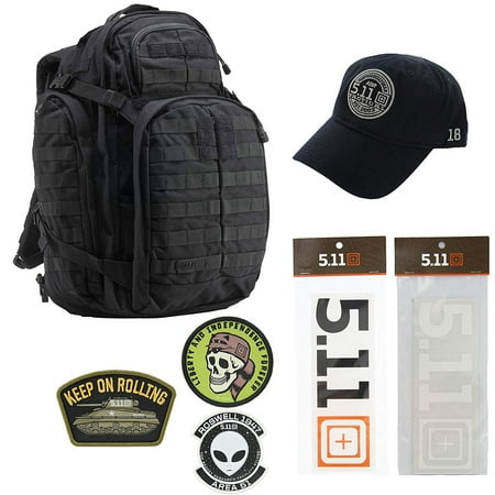 5.11 Rush 72 Backpack 5.11 Kits Rush 72 Backpack, Hat, Patches, and Decals Set - Army/Military and Tactical Gear Pack - Black ()