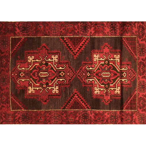Ahgly Company Machine Washable Indoor Rectangle Persian Orange Traditional Area Rugs, 6' x 9'