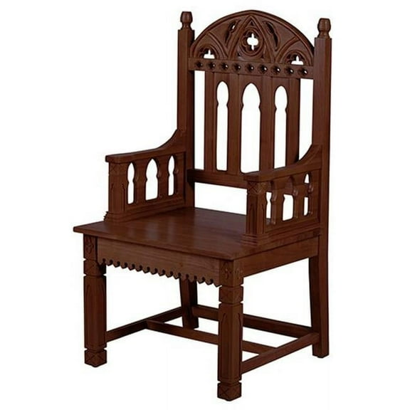 Christian Brands YD937 Gothic Celebrant Chair, Walnut Stain