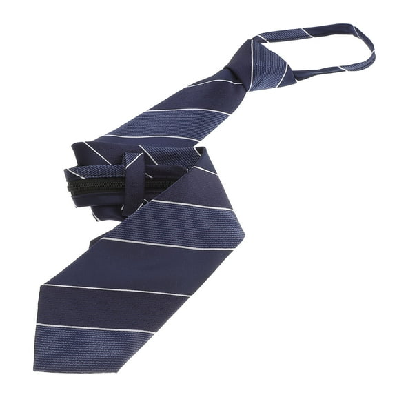 PBPBOX Business Formal Neckties Mens Zipper Design Blue Stripe Elegant 1Set