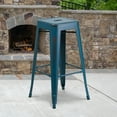 thumbnail image 2 of Flash Furniture Commercial Grade 4 Pack 30" High Backless Distressed Antique Blue Metal Indoor-Outdoor Barstool, 2 of 9