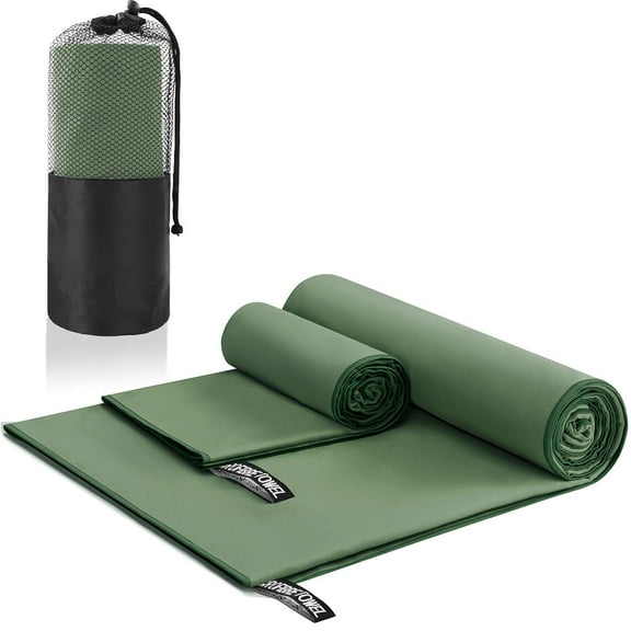 Quick Dry Camping Towel, Microfiber Travel Towel 2 Size at 1 Pack,Fast Drying Towel Set for Camping, Beach