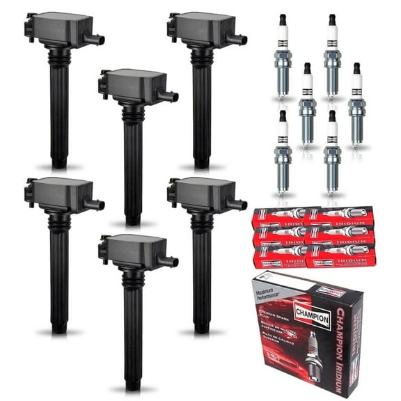 Set of 6 ISA Ignition Coils & 6 Champion Spark Plugs for 2011-2021 Chrysler 300 & Dodge Charger Challenger 3.6L Replacement for UF648