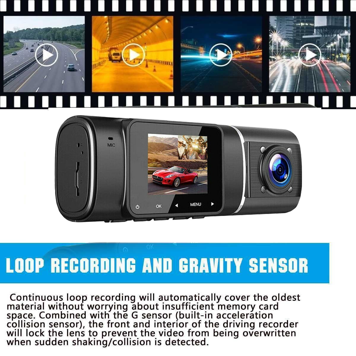 Dash Cam Pro Wi-Fi - As Seen on TV Dash Cam 360°, Motion Detection, 2.0”  LCD, 1080p HD, Dashboard Camera Video Recorder, Loop Recording, Night-Mode
