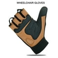 thumbnail image 4 of Wheelchair Gloves Mobility Disability Workout Fingerless Long Thumb Leather Palm Gloves Brown - XS, 4 of 6
