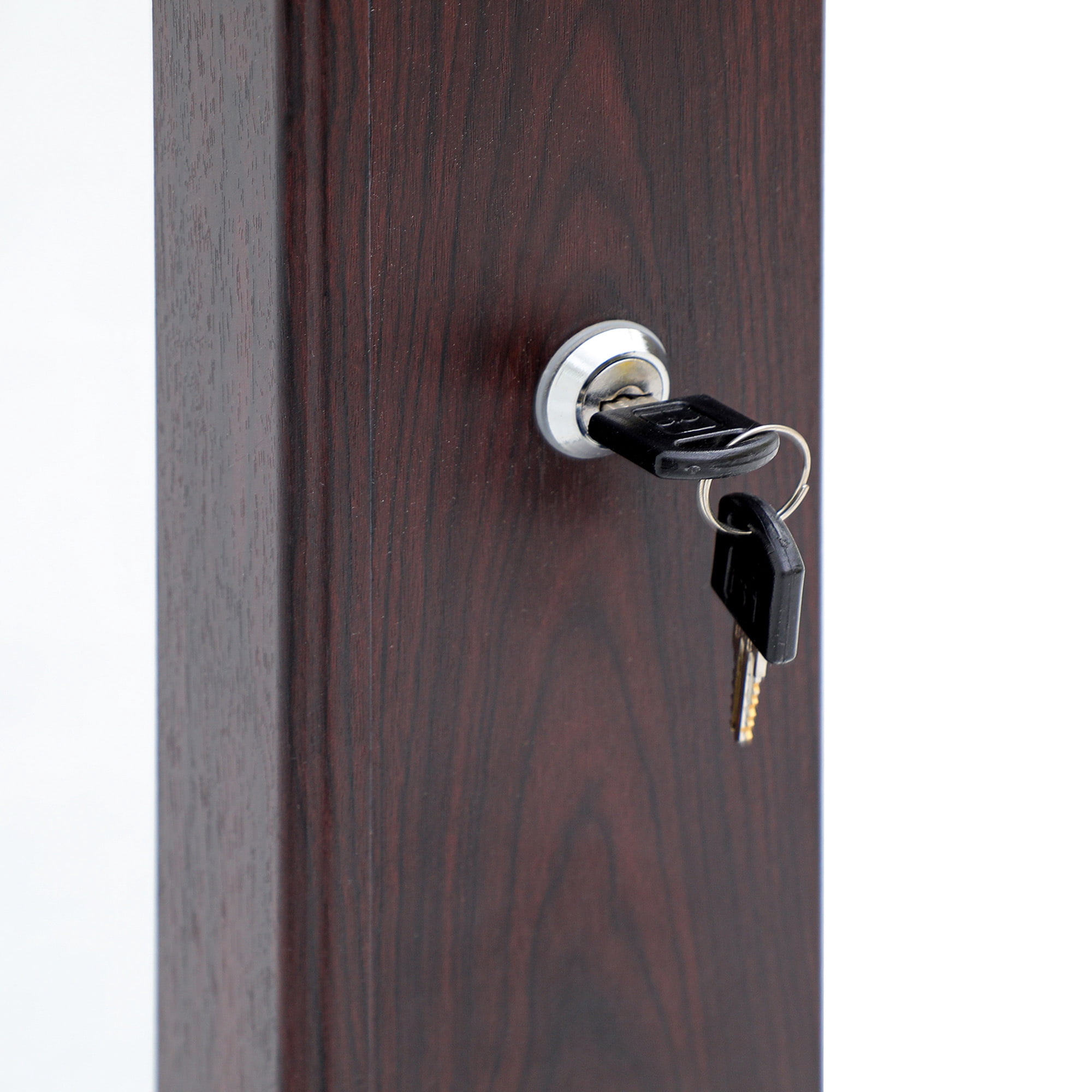 Aukfa Jewelry Mirror Cabinet Organizer Armoire Wall/Door Mounted Lockable - Brown