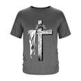 thumbnail image 4 of Vmvidoty Shirts for Mens Cross Jesus Graphic Shirt Short Sleeve Tops Dark Gray 2XL, 4 of 5