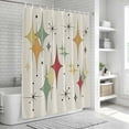 thumbnail image 5 of Colorful Diamond Shower Curtain, Waterproof Shower Curtains for Bathroom, Modern Geometric Middle Century Beige Retro Washable Fabric Bathtub Curtain Set Bath Decor with 12 Hooks Extra Long 72"x96", 5 of 6
