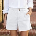 thumbnail image 2 of Cotton Linen High Waist Button Fly Baggy Business Work Summer Shorts Pockets for Women, 2 of 6