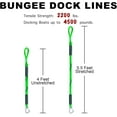 thumbnail image 3 of ABCISI 4 Feet Bungee Dock Line, Mooring Rope with Stainless Steel Clip Accessories - 2-Pack, Built-in Snubber, Compatible with Kayak, Canoe, Pontoon, Power Boat, Jet Ski (Green&Black), 3 of 14