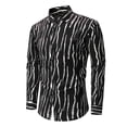 thumbnail image 4 of TKKCS Mens Graphic Button Down Shirts- Casual Regular Fit Vacation Lightweight Stretch Long Sleeve Shirts Black Size 2XL, 4 of 5