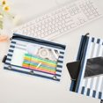 thumbnail image 4 of Dailycode 2 Pack Pencil Pouch for 3 Ring Binder Smooth Zipper Folders with Pockets Clear Window Pencil Case, Navy White Stripe, 4 of 6
